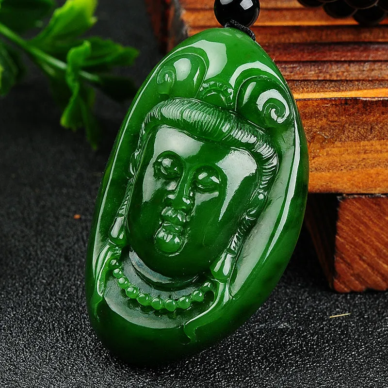 Natural Jade Pendant Nephrite Guanyin Pendant PT123