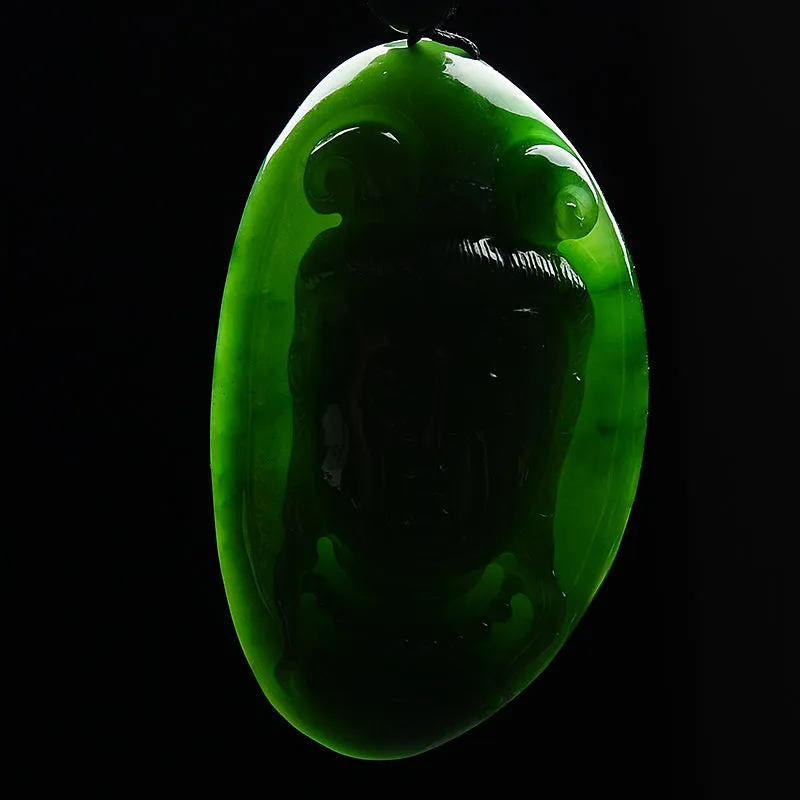 Natural Jade Pendant Nephrite Guanyin Pendant PT123