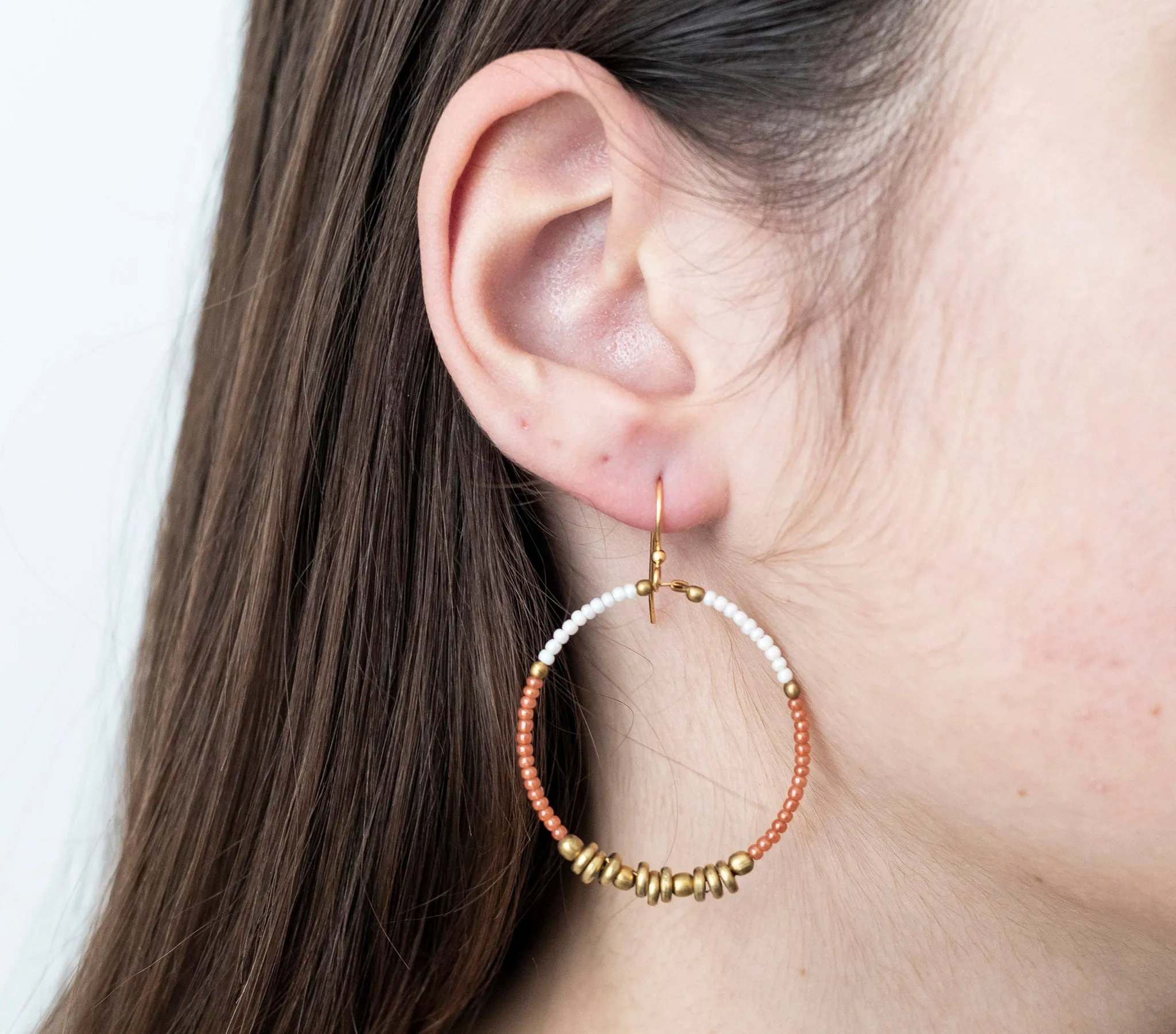 ***NEW*** <br> Colorblocked Brass Hoops <br> Terracotta