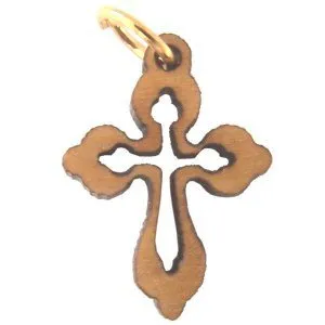 Olive wood Eastern Cross Laser Pendant(8cm or 3.15" long )