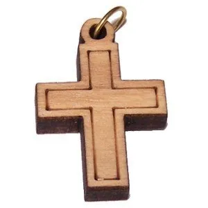 Olive wood Latin Cross Laser Pendant (8cm or 3.15" long)