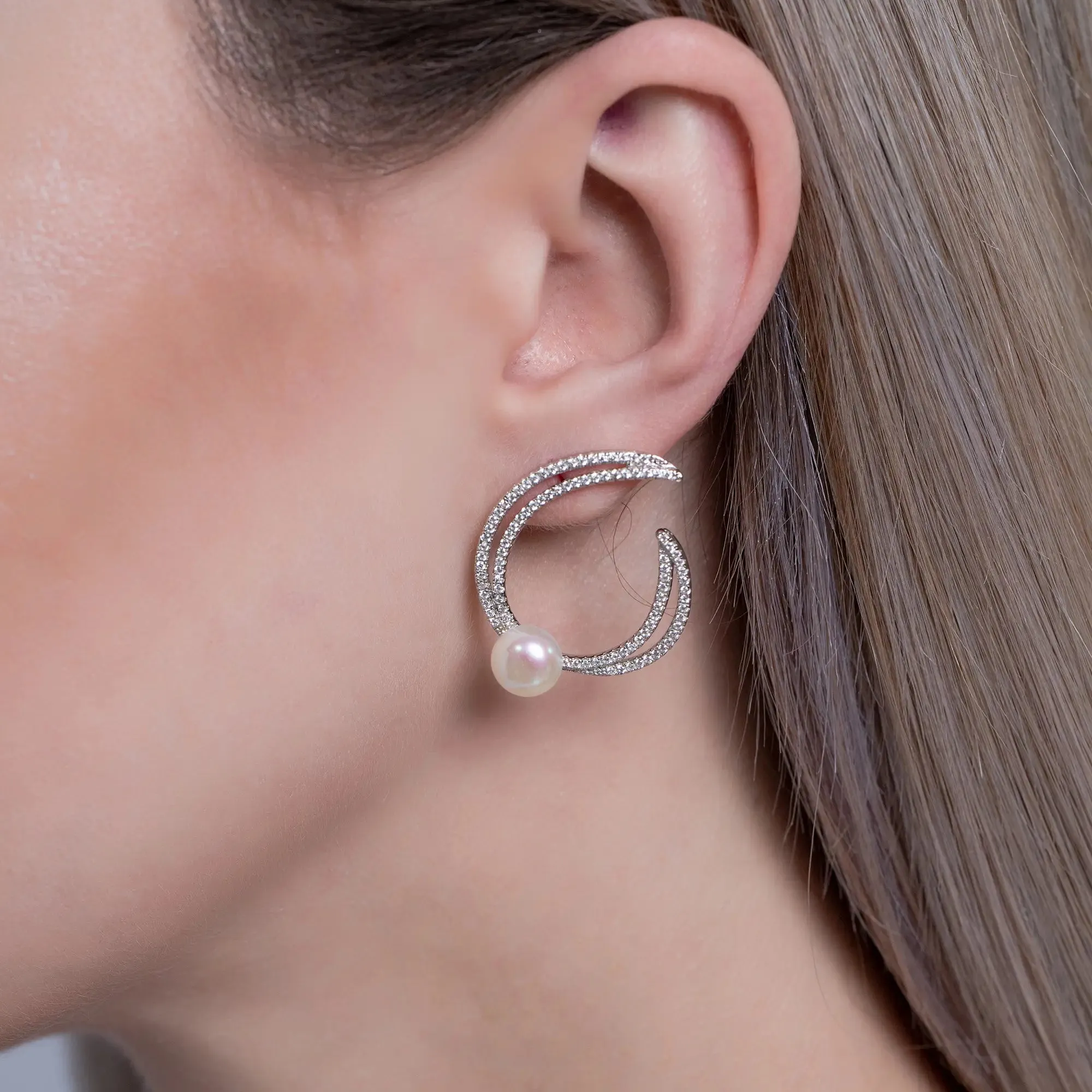 Organic Pearl Hoop Earrings