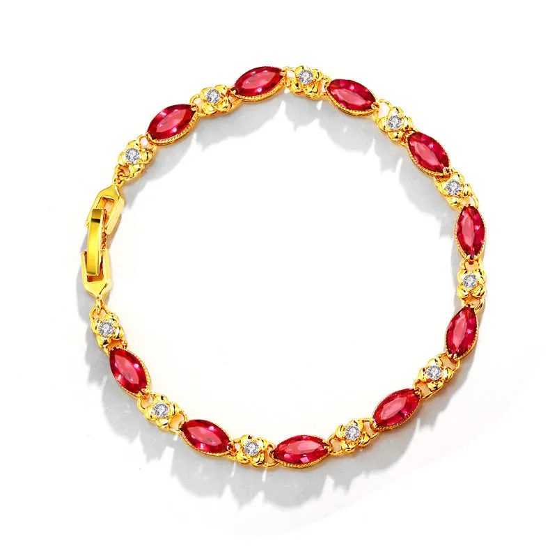 Ornament Alloy Girls' Jewelry Wholesale Fashion Retro Imitation Ruby Bracelet for Women