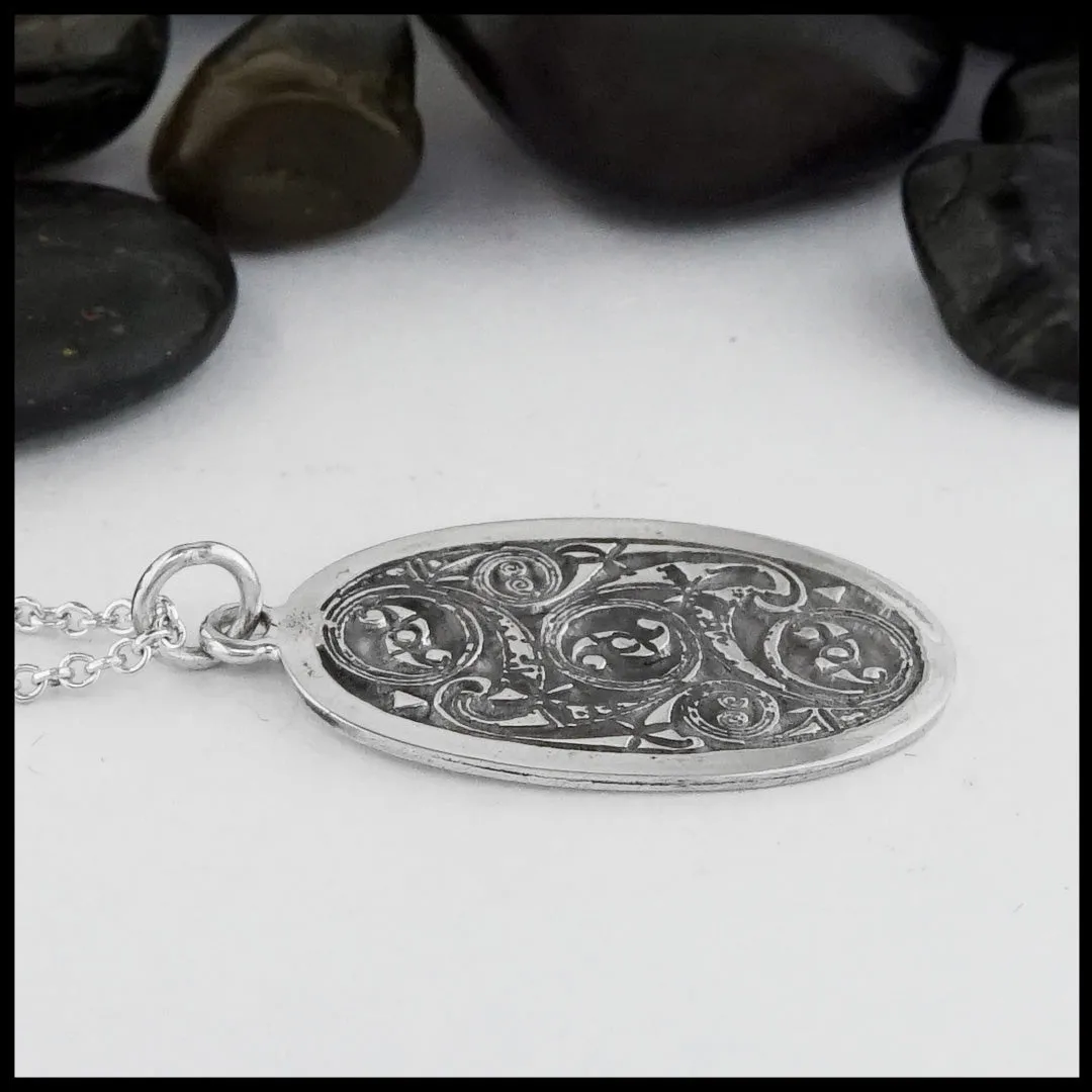 Ornate Oval Celtic Pendant and Earring Set