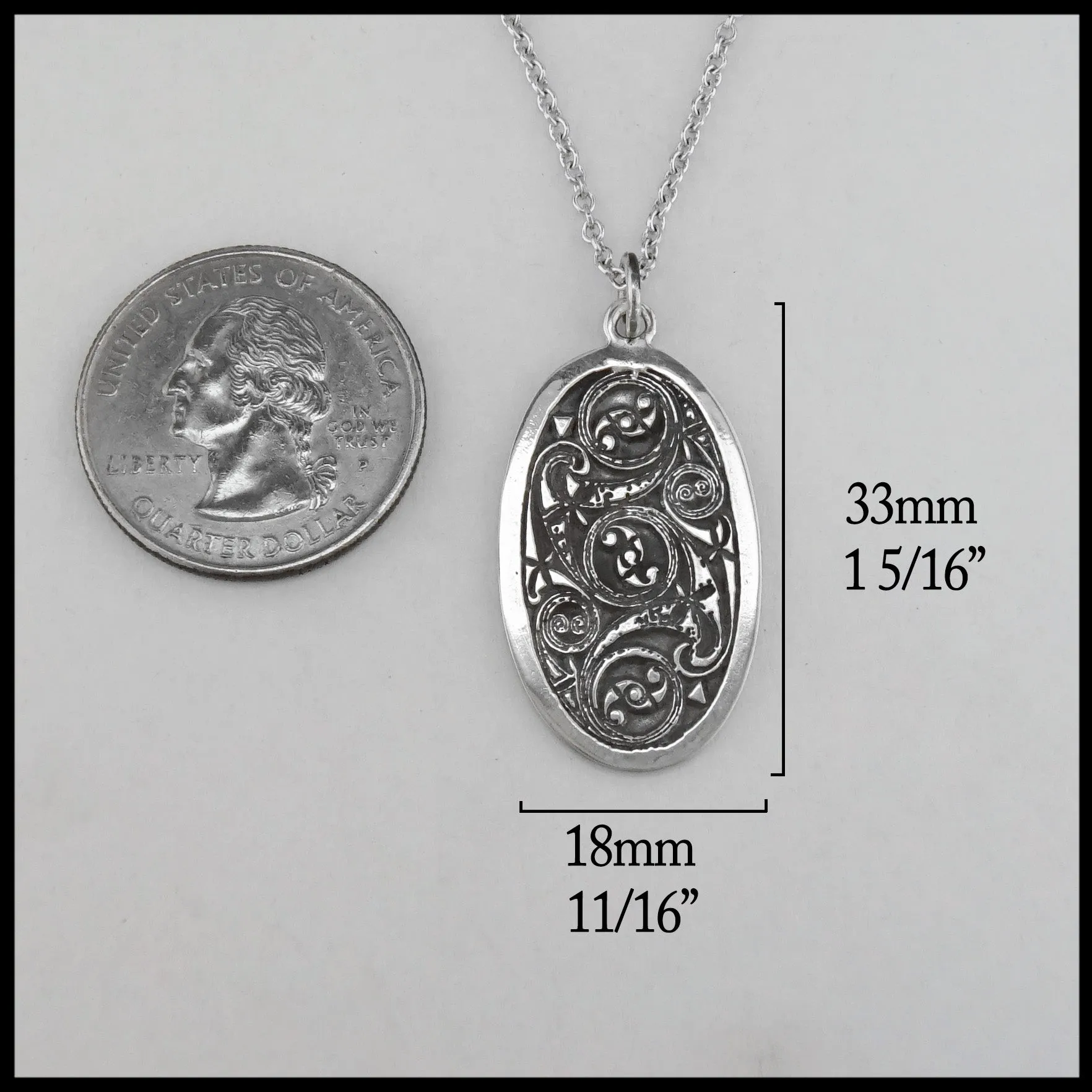 Ornate Oval Celtic Pendant and Earring Set