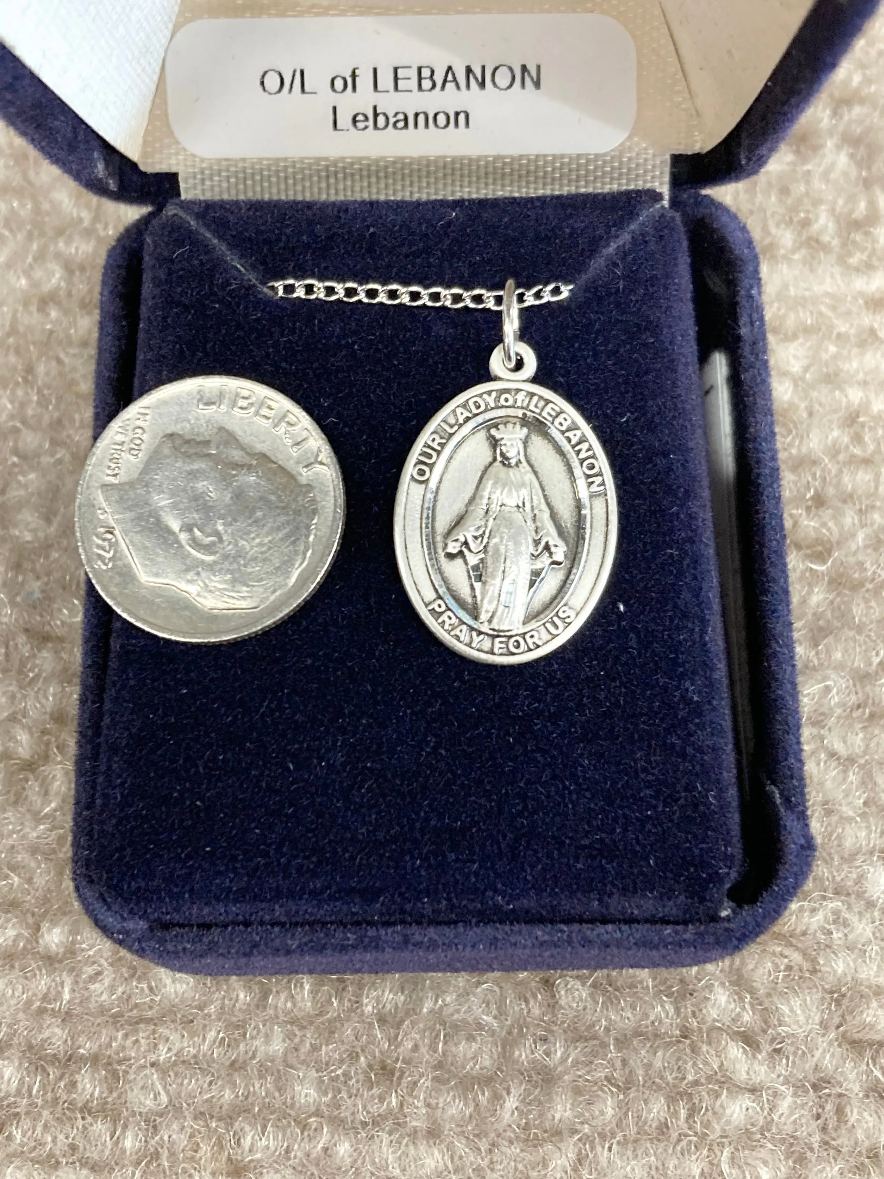 Our Lady Of Lebanon Silver Pendant And Chain