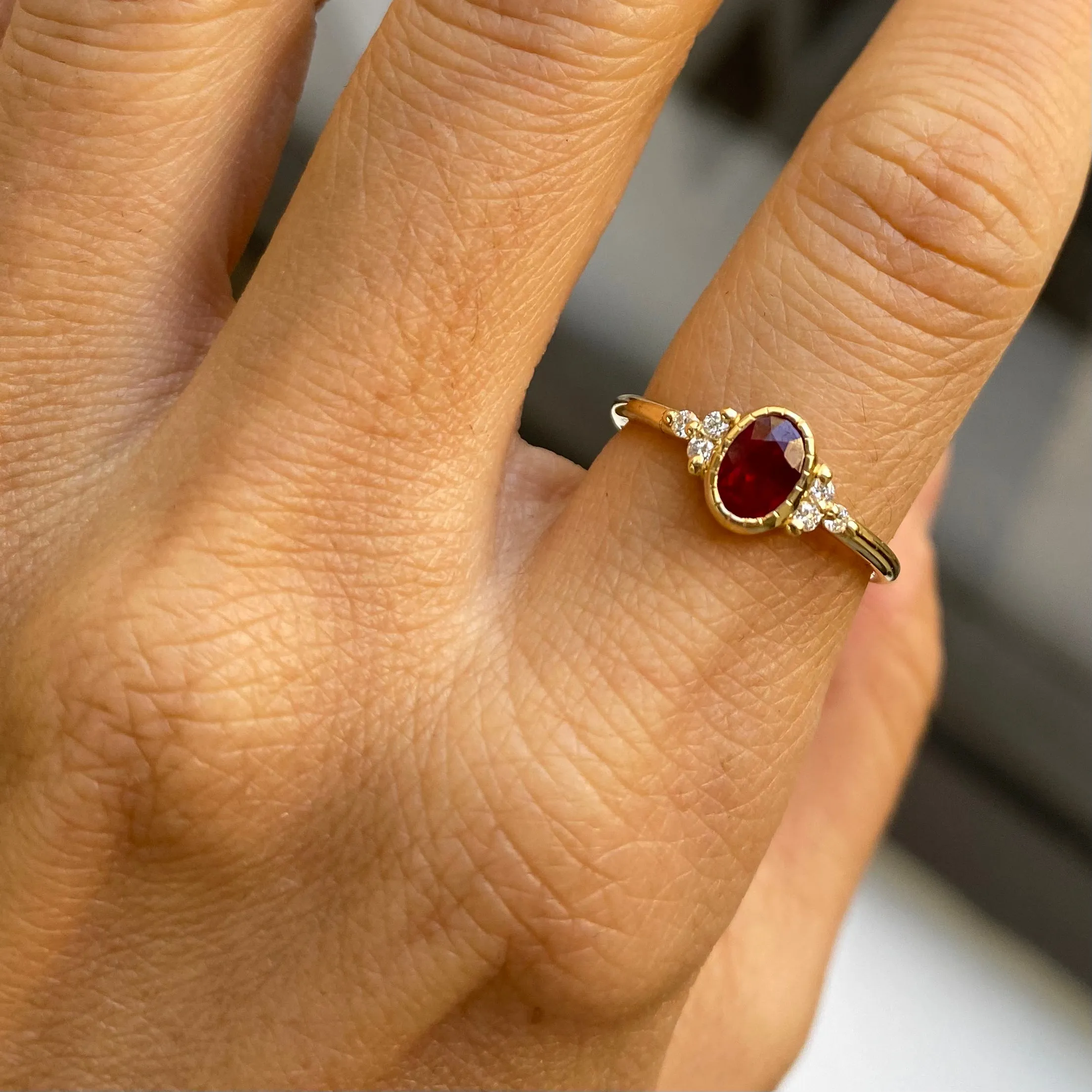 Oval Ruby Cluster Ring (ready to ship option)*