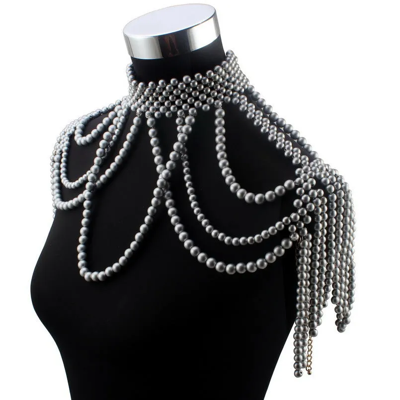 Pearl Bridal Shoulder Necklace Beaded Jewelry For Wedding