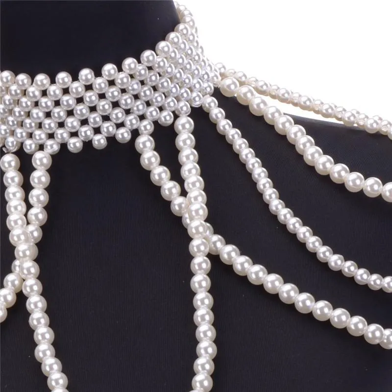 Pearl Bridal Shoulder Necklace Beaded Jewelry For Wedding