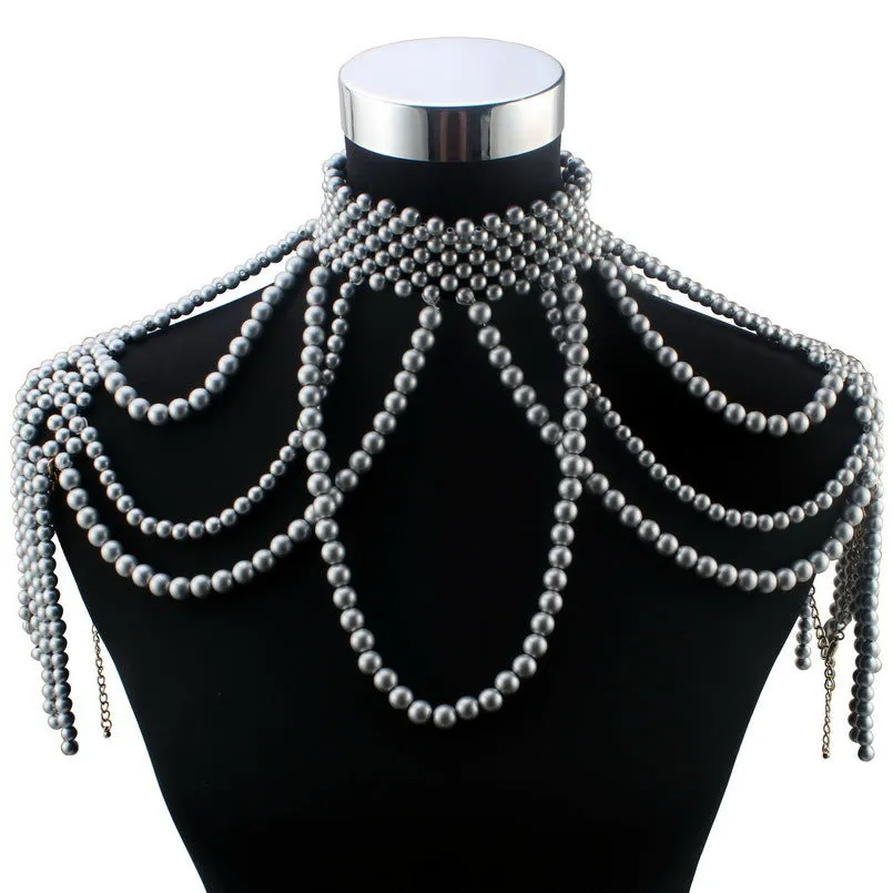 Pearl Bridal Shoulder Necklace Beaded Jewelry For Wedding