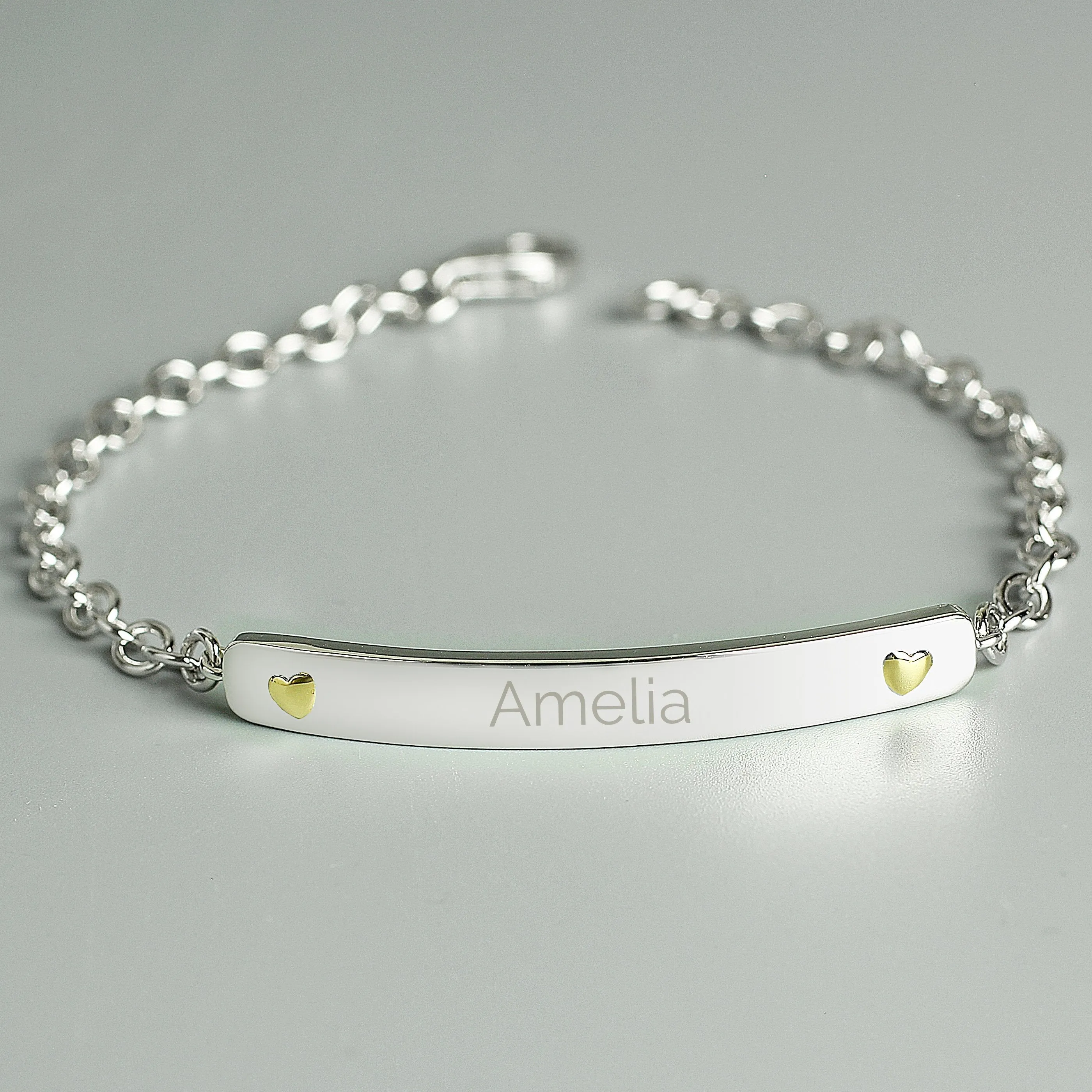 Personalised Sterling Silver And 9Ct Gold Bar Bracelet