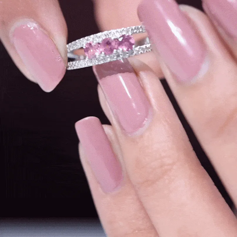 Pink Tourmaline and Diamond Split Shank Anniversary Ring