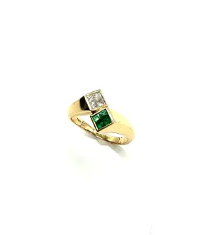 Quad Set Emerald & Diamond Bypass Ring