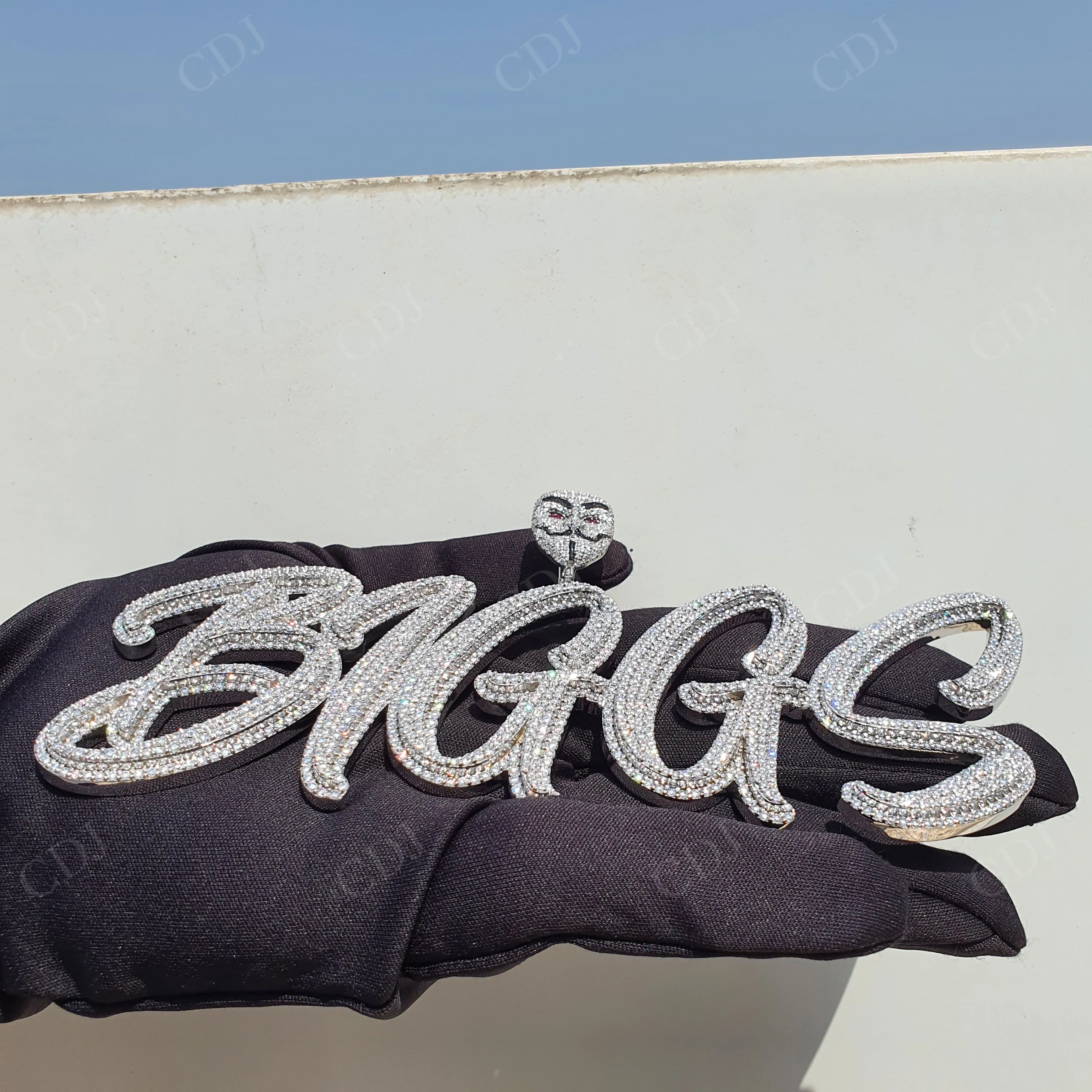 "BIGGS" Name iced out Moissanite 925 Silver Pendant