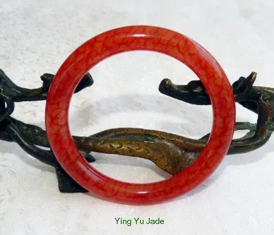 "Chicken Blood Red" Classic Round Chinese Jade Bangle Bracelet 63mm (NJ-2662)