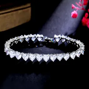 "Kristin" - Heart Cubic Zirconia Bridal Bracelet