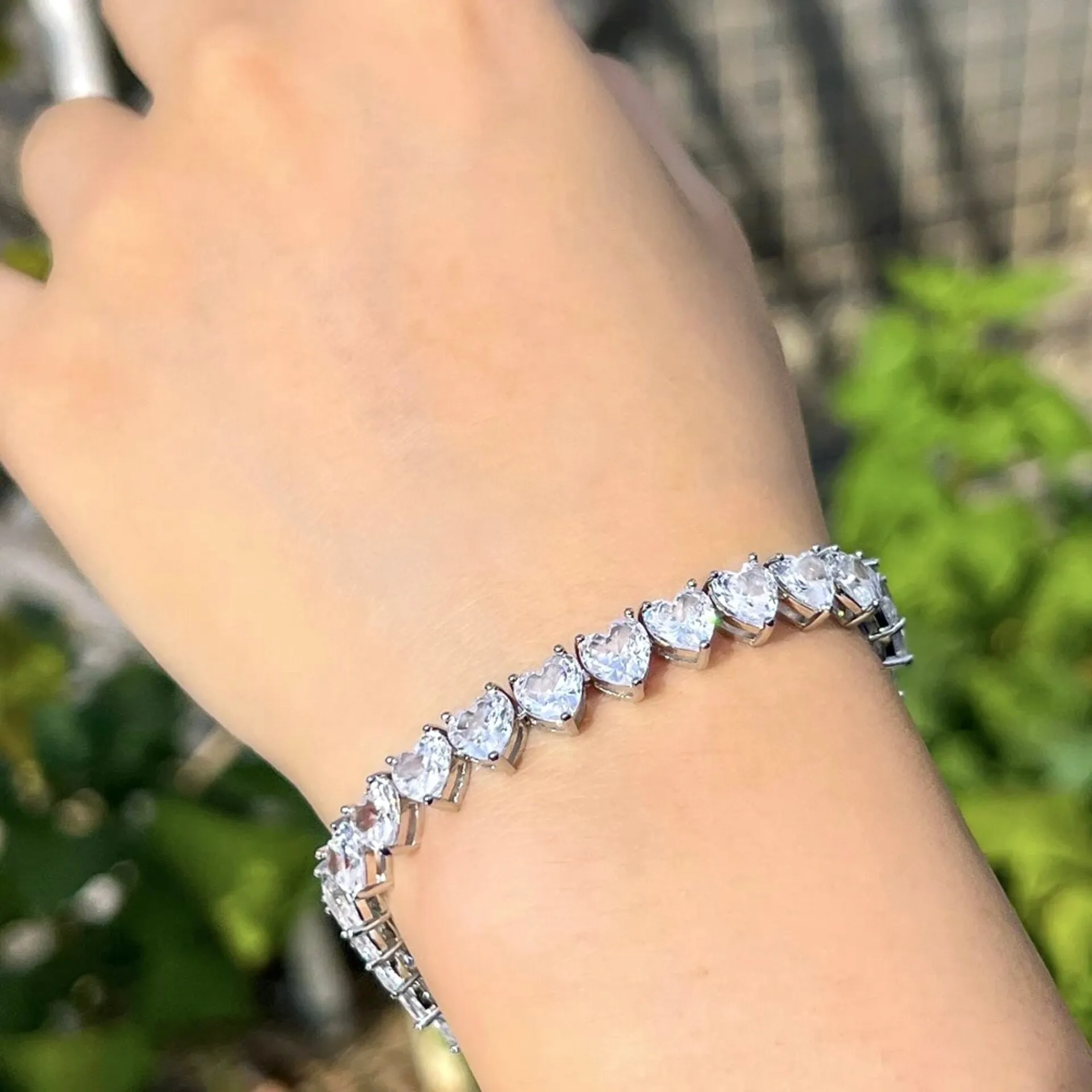 "Kristin" - Heart Cubic Zirconia Bridal Bracelet