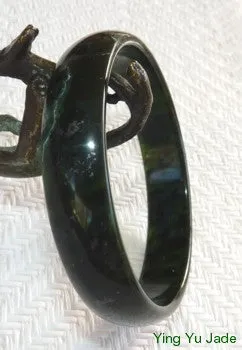 "Luminous" Deep Deep Green Almost Black Chinese Jade Bangle Bracelet 58mm (NJL2227)