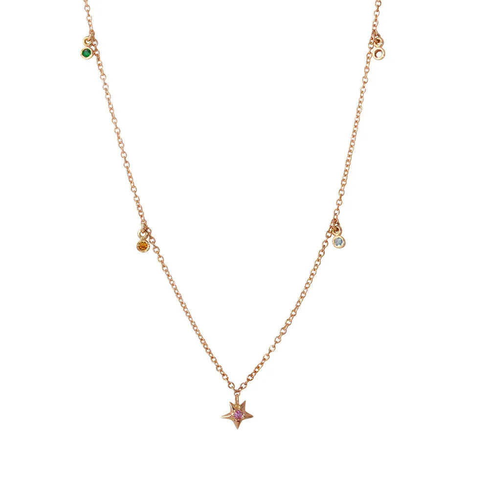 Rainbow Stone Star Necklace