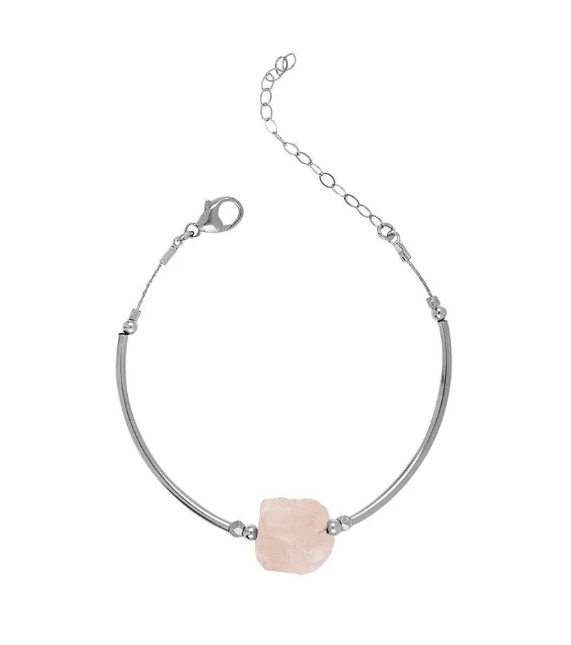 Raw Rose Quartz Cuff Bracelet