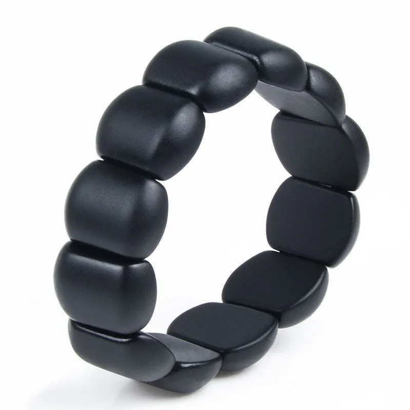 Real Black Bianshi Natural Bian Stone Bracelet For Men&Women Black Jade Bracelet or bianshi bracelet is High Quality