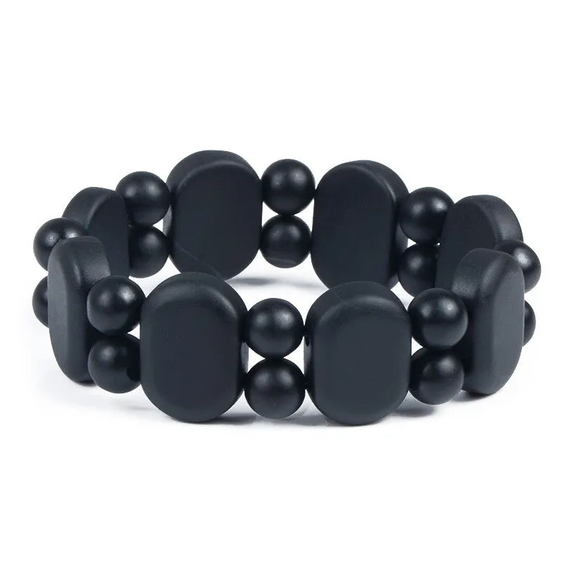 Real Black Bianshi Natural Bian Stone Bracelet For Men&Women Black Jade Bracelet or bianshi bracelet is High Quality