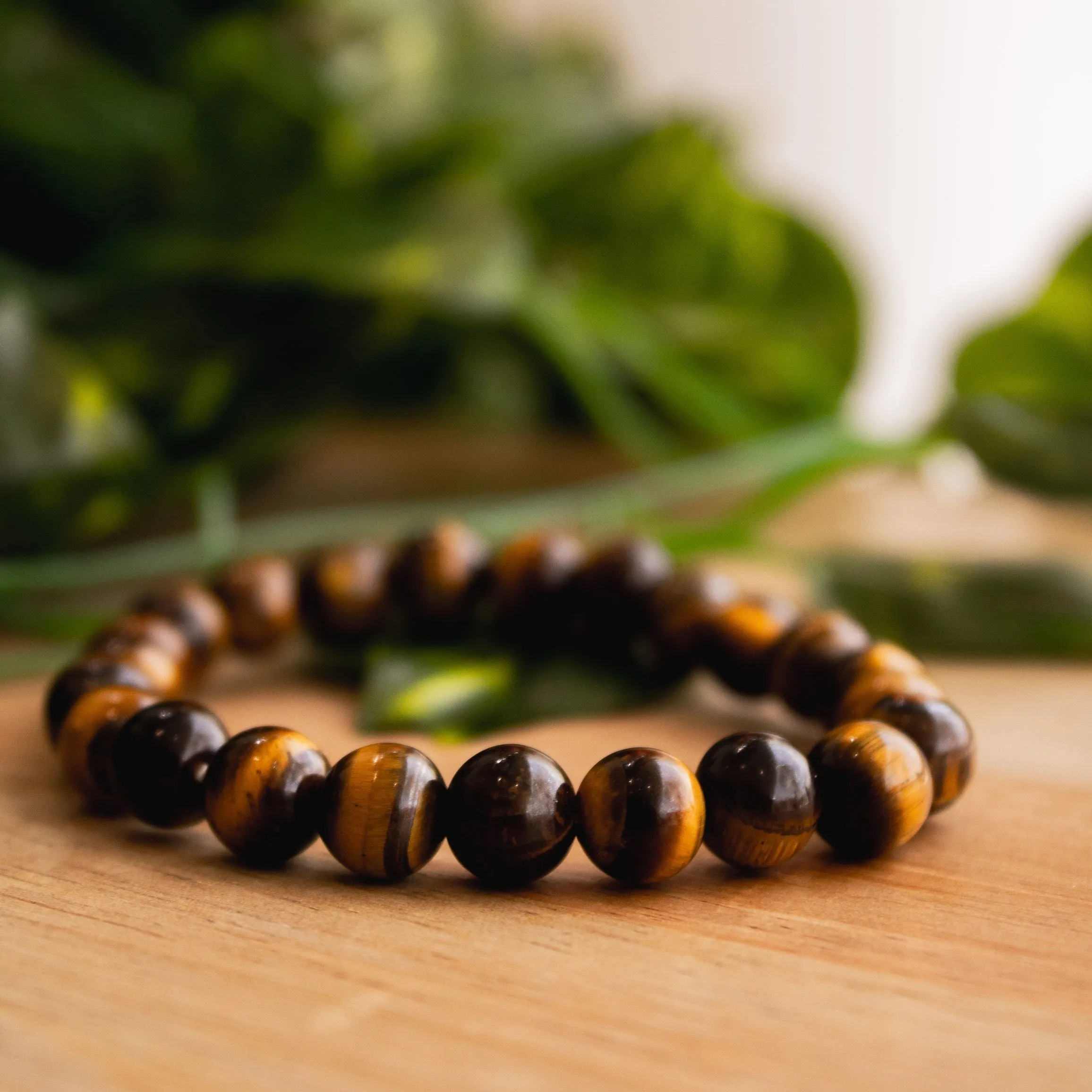 Real Tiger Eye Beaded Elastic Bracelet – Healing Crystal Jewelry for Men & Women