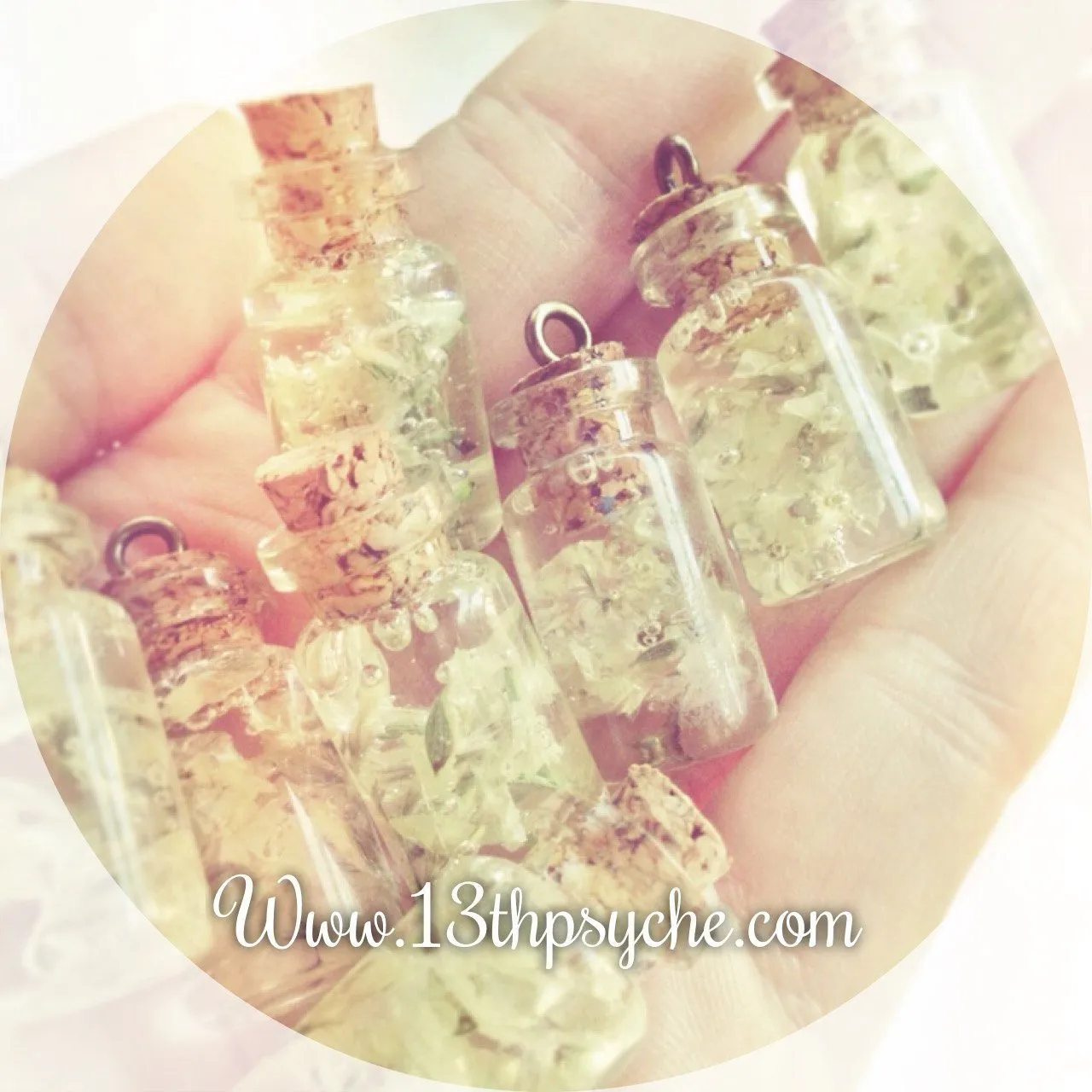 Real yellow dried flowers in resin vial necklace