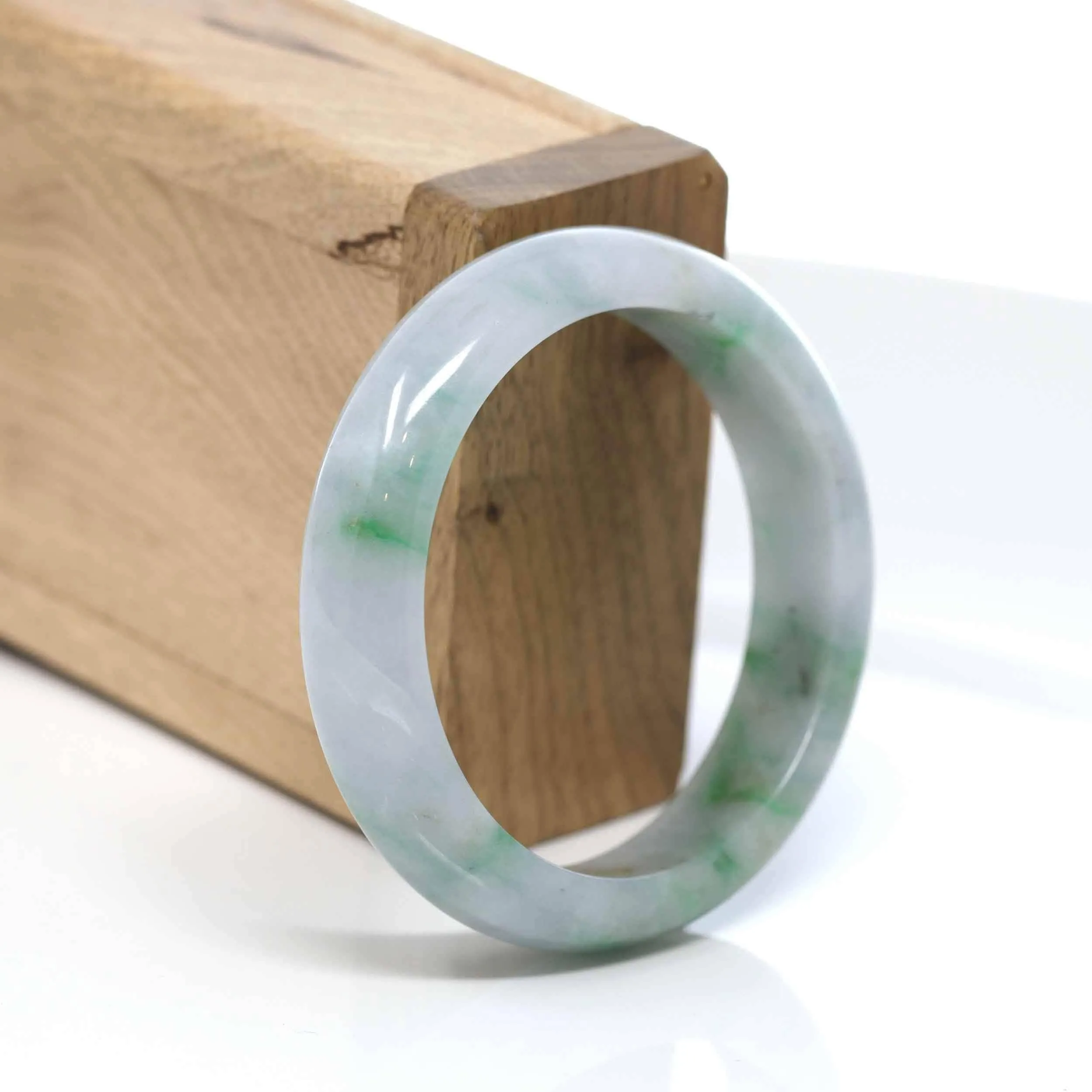 RealJade® "Classic Bangle" Green Natural Burmese Jadeite Jade Bangle  52.63mm ) #544