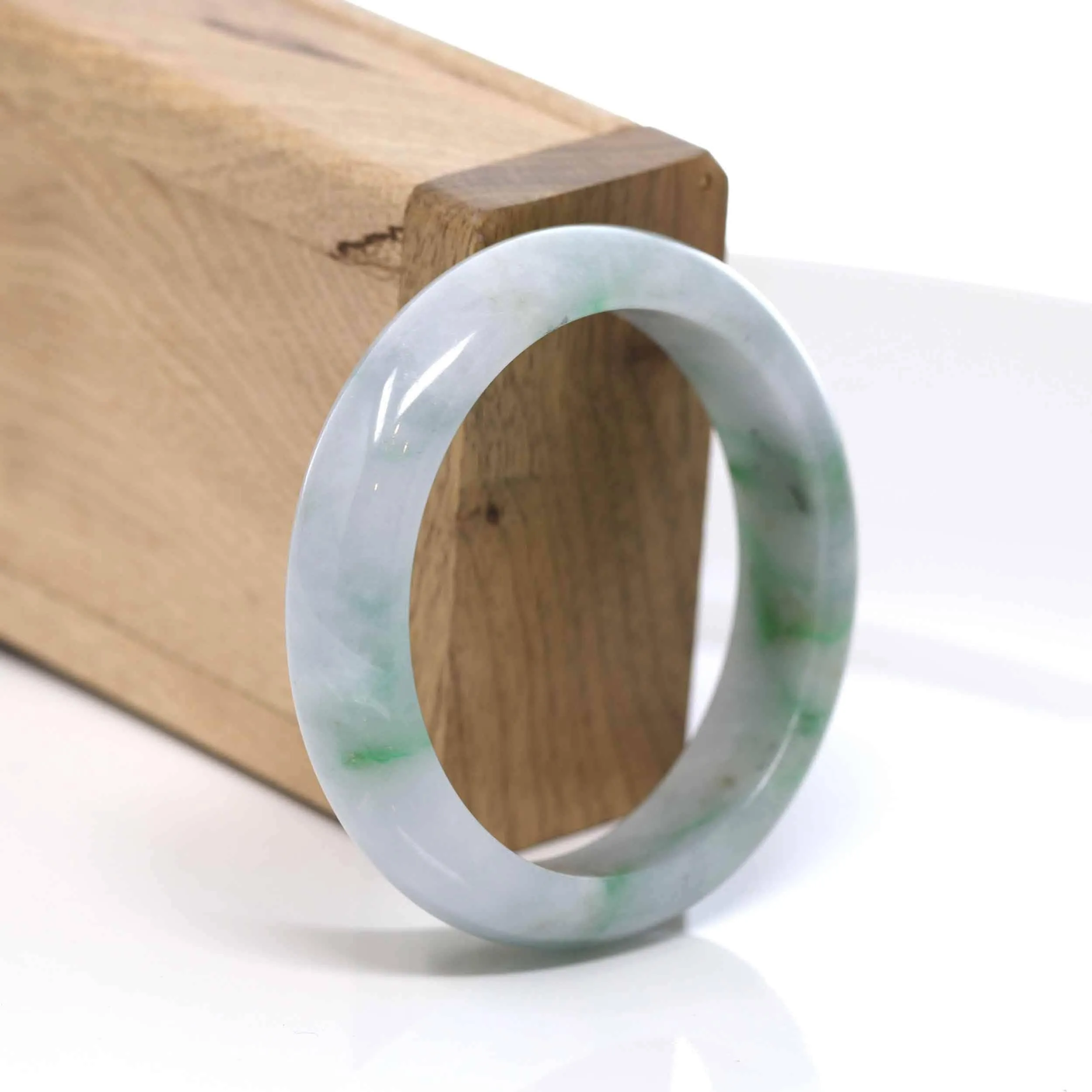 RealJade® "Classic Bangle" Green Natural Burmese Jadeite Jade Bangle  52.63mm ) #544