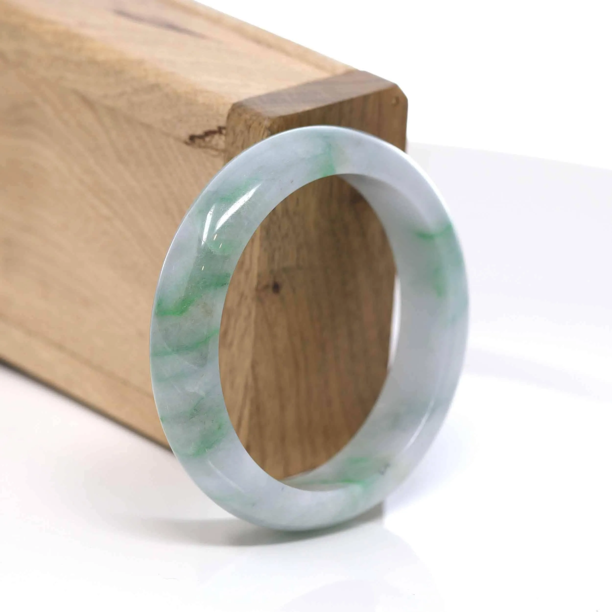 RealJade® "Classic Bangle" Green Natural Burmese Jadeite Jade Bangle  52.63mm ) #544