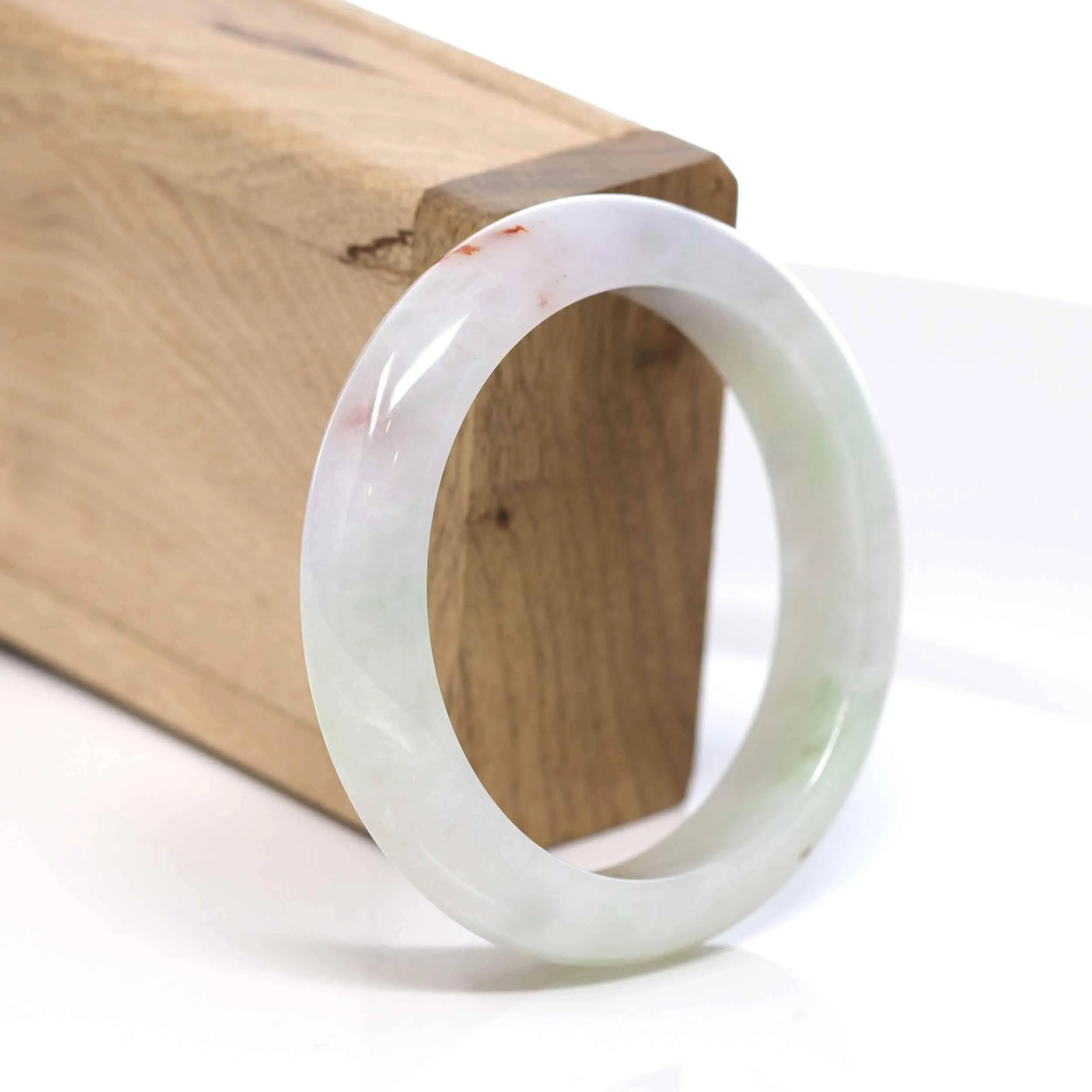 RealJade® "Classic Bangle" Whitish Green Natural Jadeite Jade Bangle (54.35mm )#506