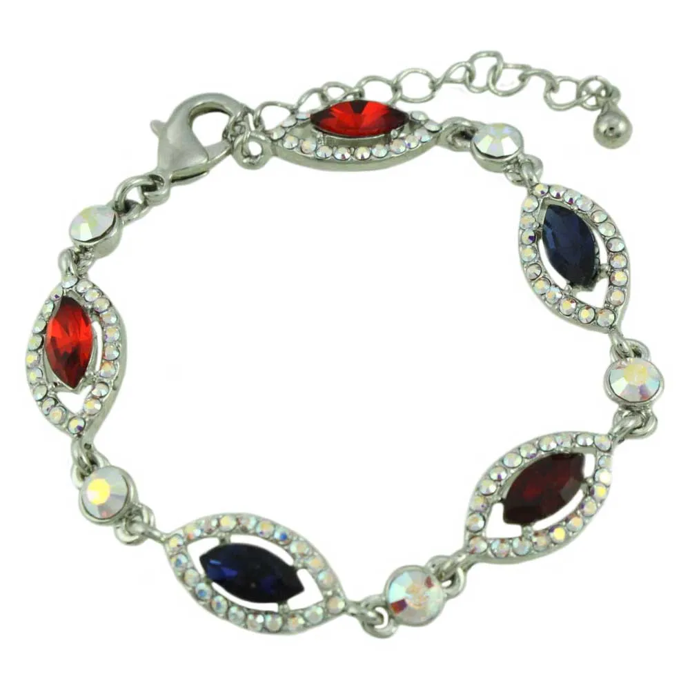 Red and Blue Marquise Crystals Bracelet - BTS502