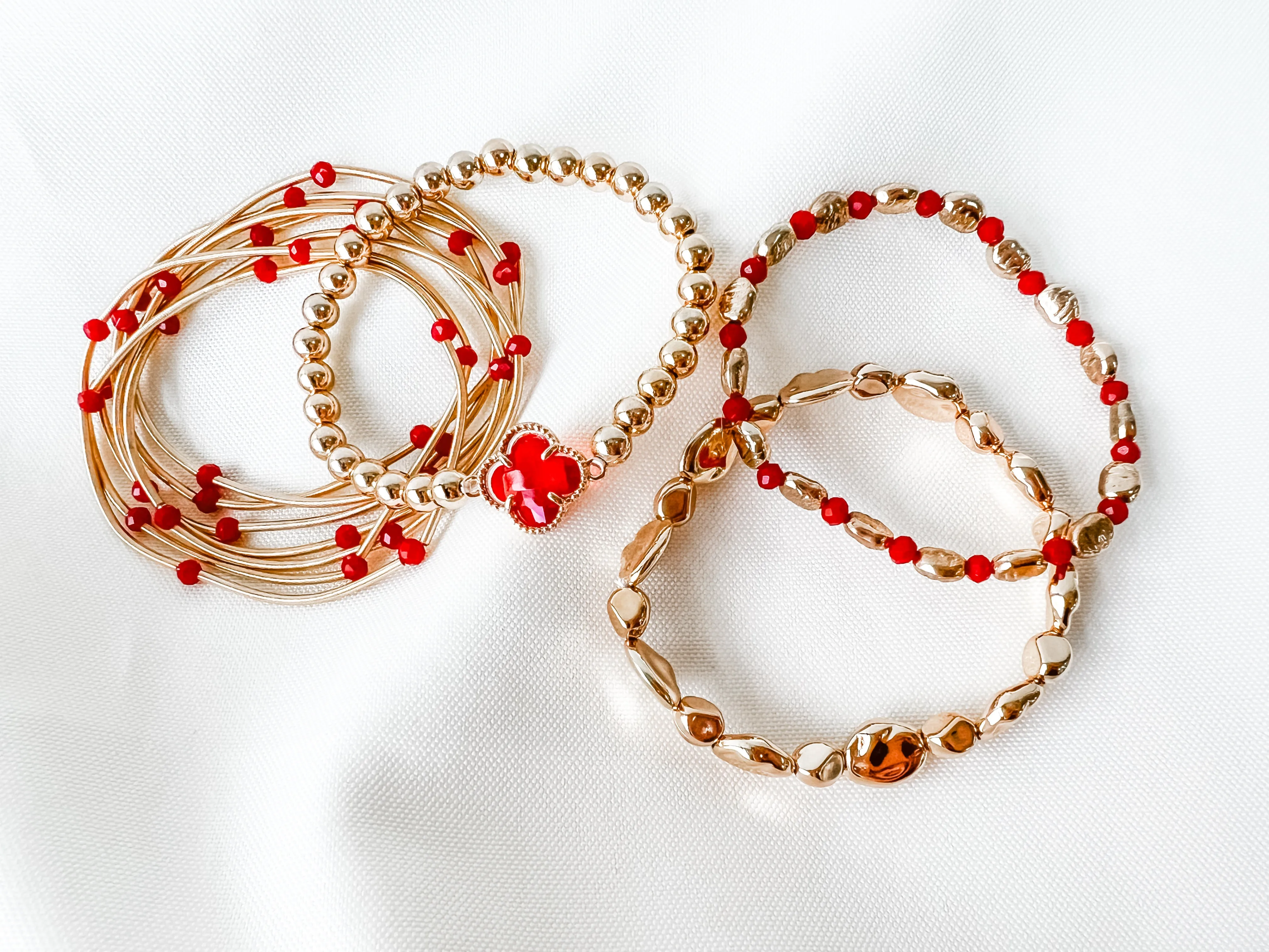 Red Crystal Bracelet Set