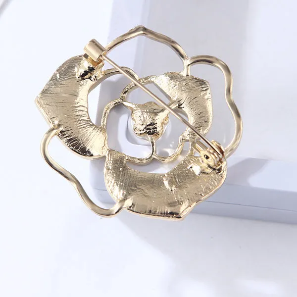 Rhinestone White Roses Brooch 水鑽白色玫瑰花胸針 KCHM1130