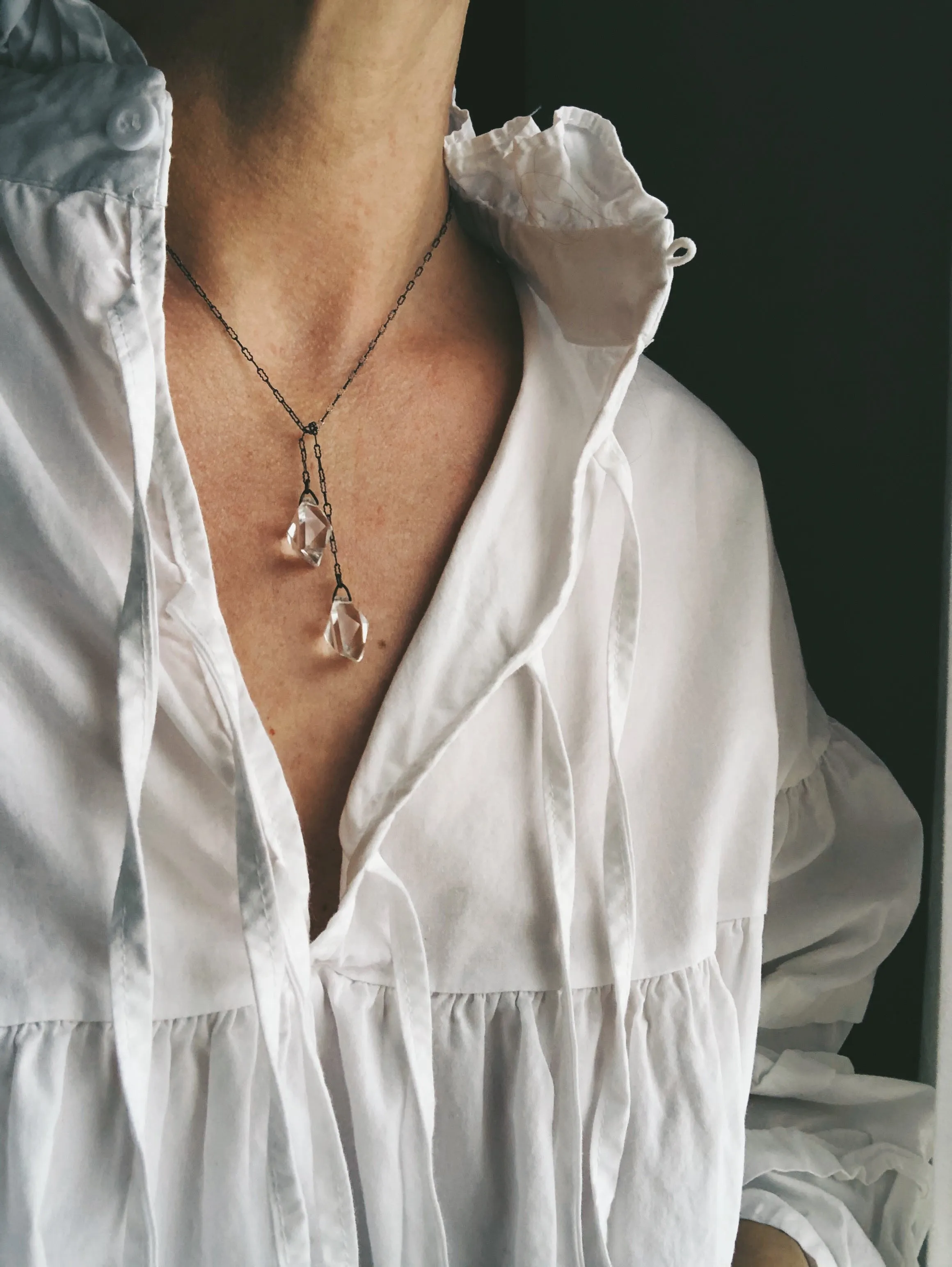 Rock Crystal Lariat Necklace