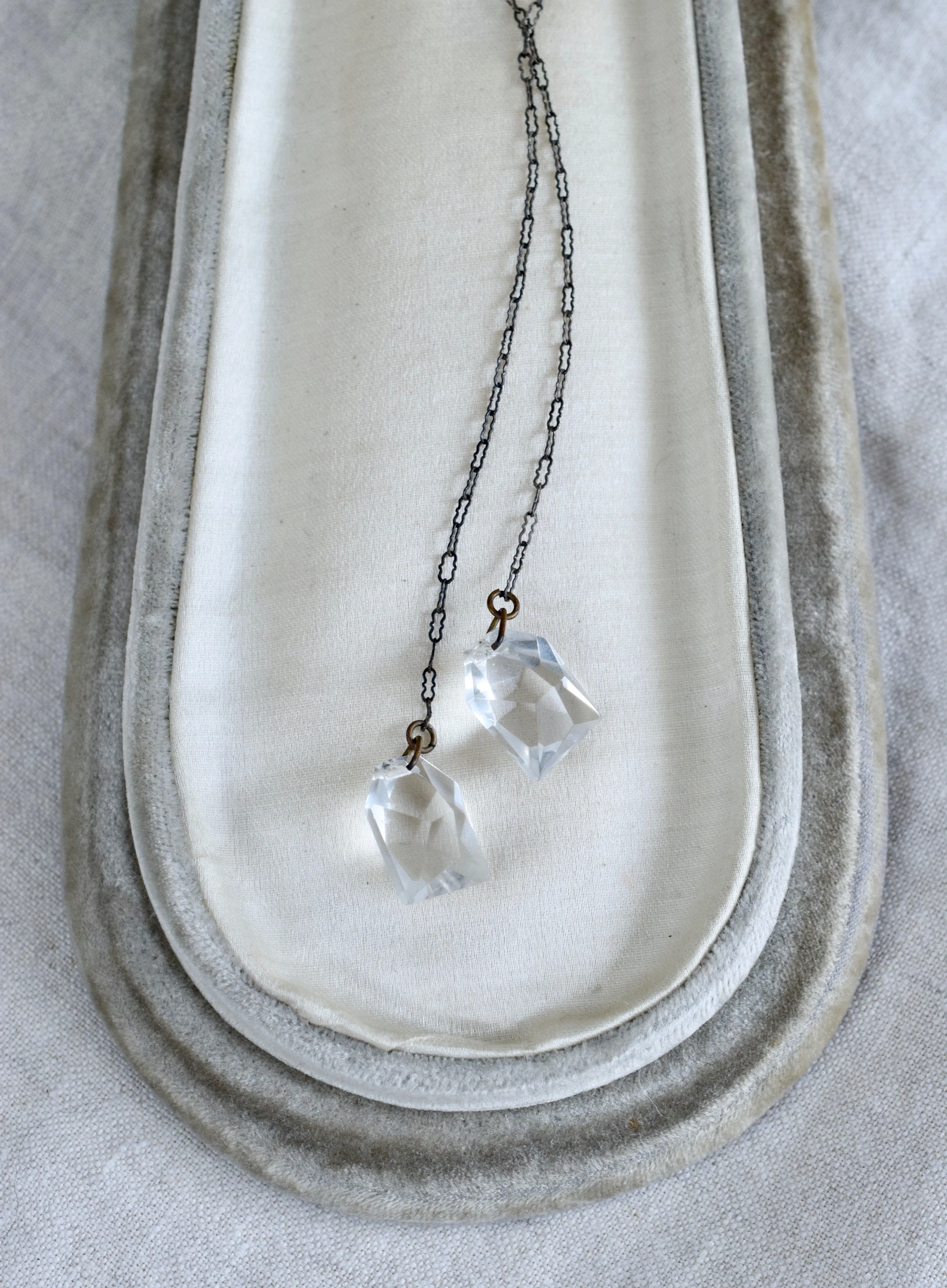 Rock Crystal Lariat Necklace