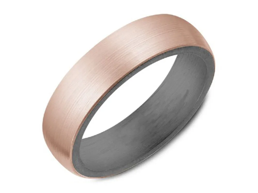 Rose Gold and Gray Tantalum Men's Wedding Band