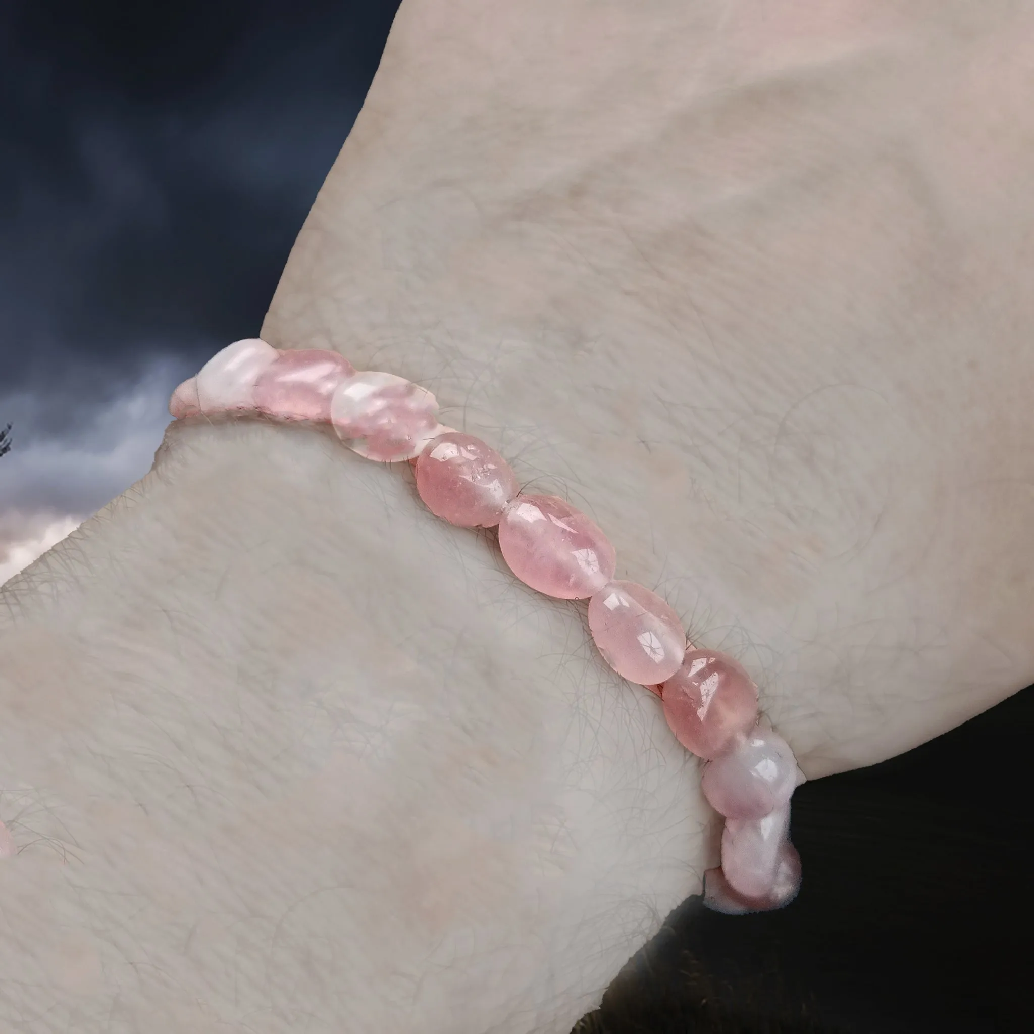 Rose Quartz & Silver Viking Bracelet