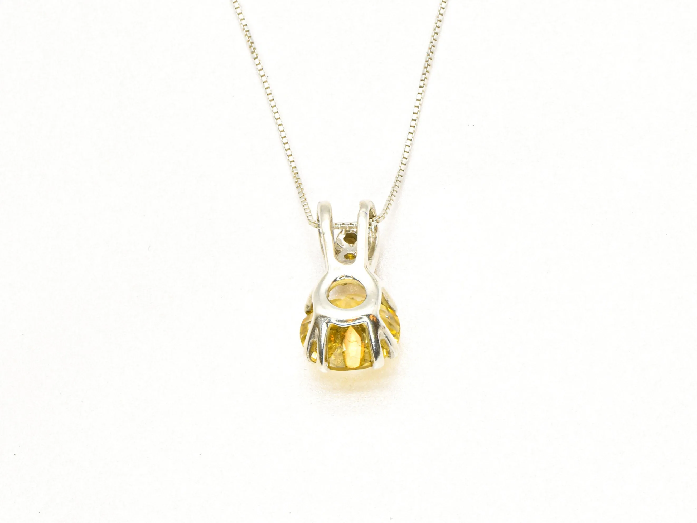 Round Citrine Pendant - Yellow Diamond Necklace - Vintage Citrine Necklace