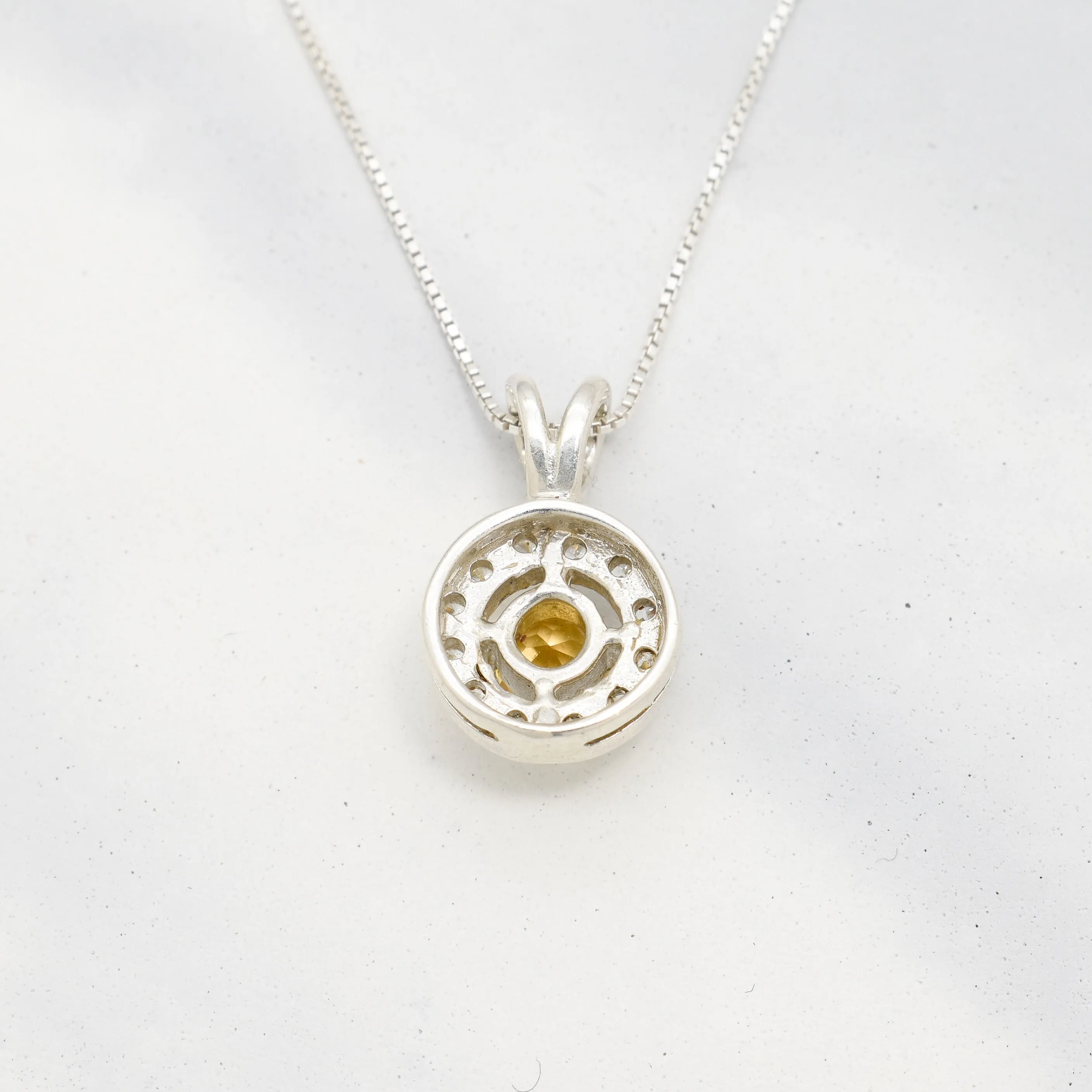 Round Yellow Pendant- Natural Citrine Necklace, November Birthstone Necklace