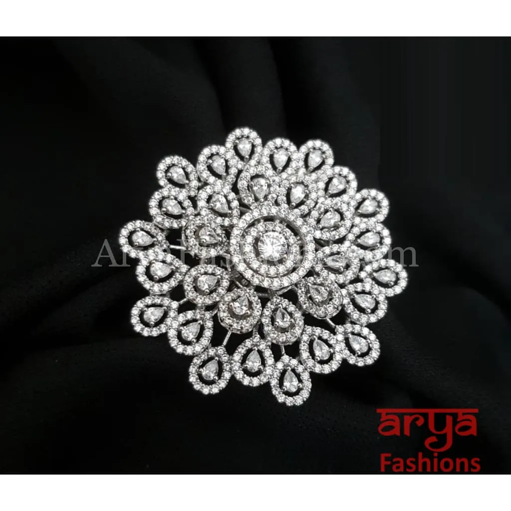 Rubaira Cubic Zirconia Victorian Flower Ring