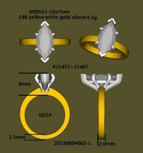 Semi mount of 21800  #21688 , total 3 rings( 2 engagement ring   1wedding band)