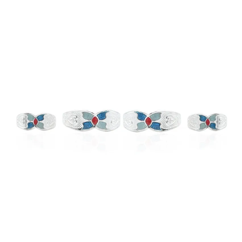 Silver Blue Two Combo pair Toe Rings