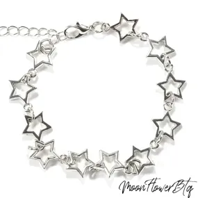 Silver Cutout Star Chain Bracelet