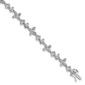 Silver Diamond Butterfly Fancy Bows Bracelet