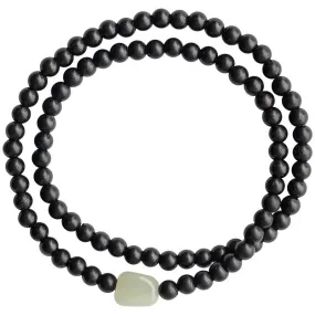 Simple Hetian Jade Bracelet with Sterling Silver Beads