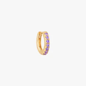 (Single) Amethyst Pave Huggie Hoop