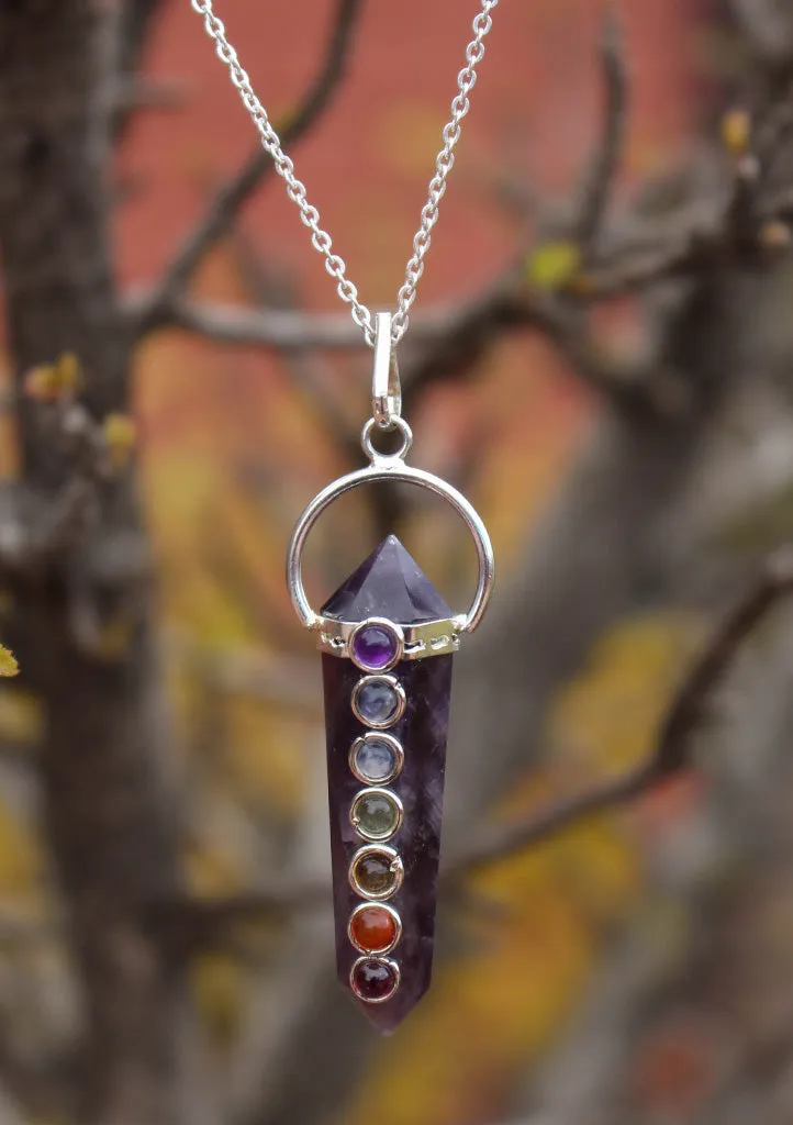 Six Facet Seven Chakra Healing Pendant