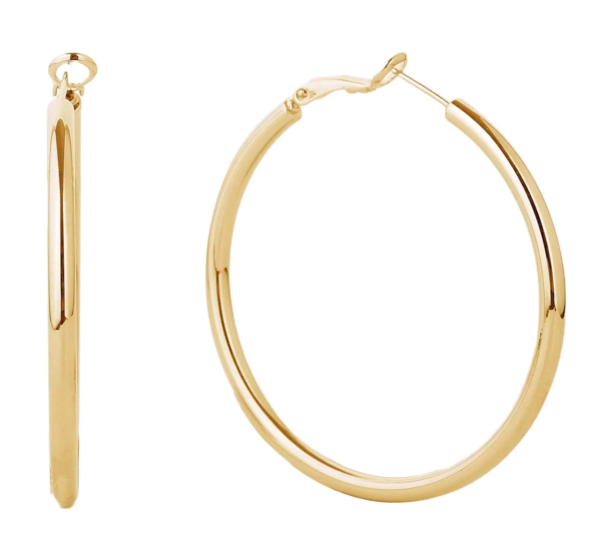 SJE310002 14K Gold Dipped Omega Closure Hoop Earrings